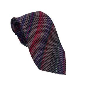 Missoni Pinstripe Brown Red Purple Regimental Men Classic Silk Tie Vintage 1990s